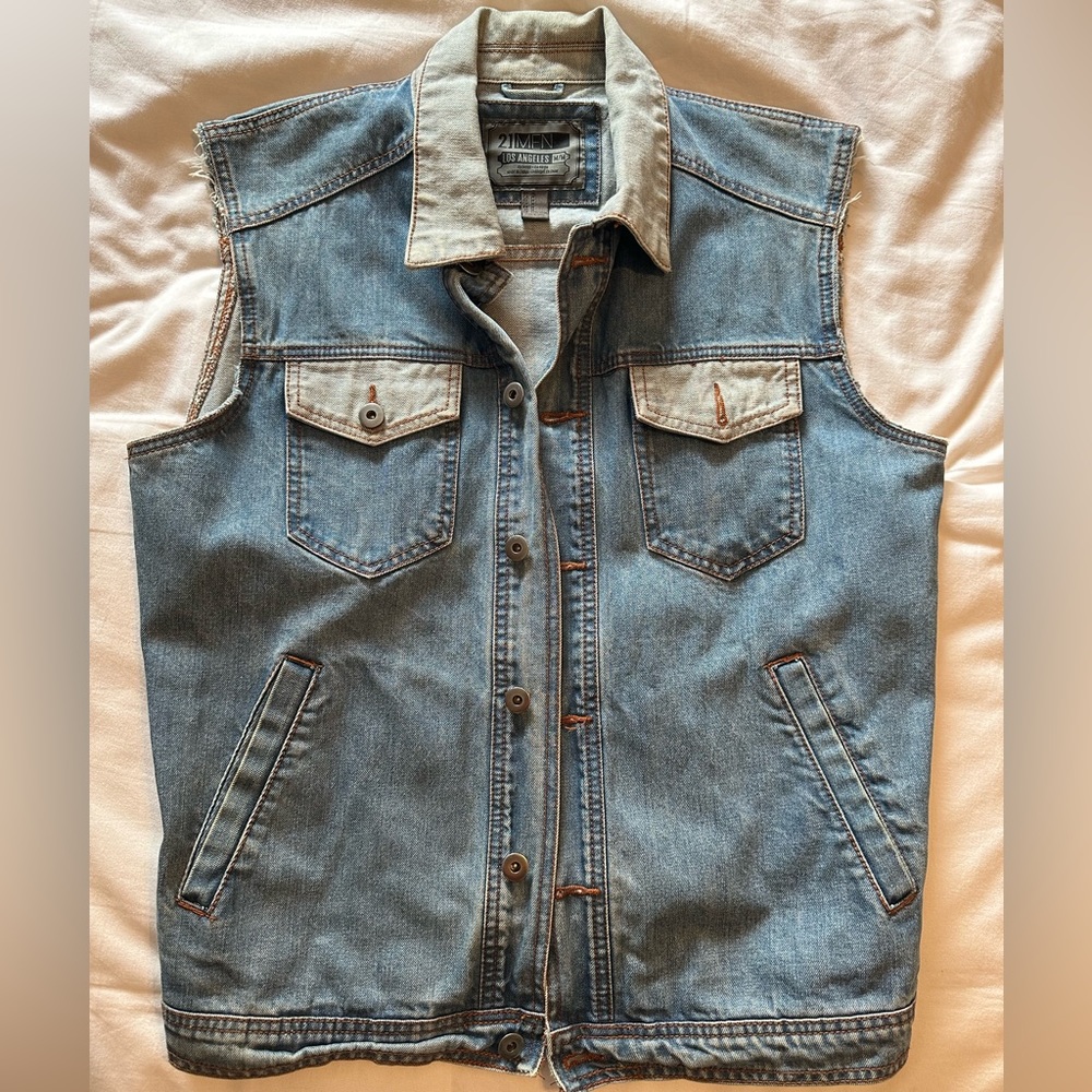 Forever 21 men sleeveless jean jacket